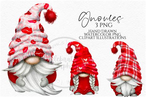 valentines love gnome clipart png bundle love gonk hand drawn etsy
