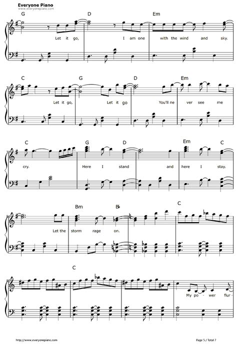 Free Let It Go Easy Version Frozen Theme Sheet Music Preview 5 Free