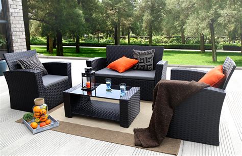 Baner Garden 4 Pieces Outdoor Furniture Complete Patio Cushion Wicker P