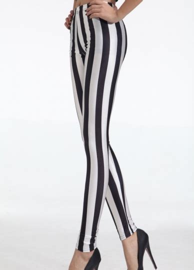 Classic Black And White Striped Leggings