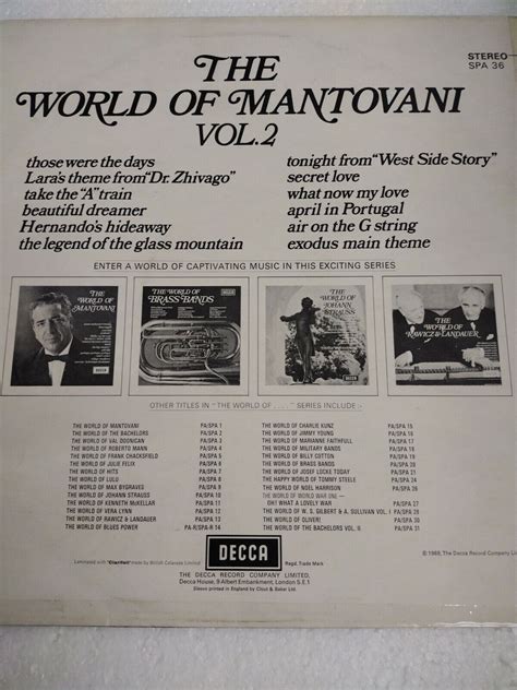 The World Of Mantovani Volume 2 Vinyl Album Lp 1969 Fast And Free