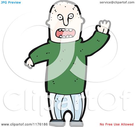 Cartoon Of A Bald Man Wearing A Sweater Royalty Free