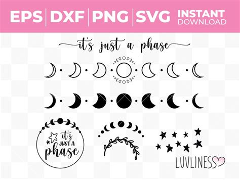 Moon Phases Svg Its Just A Phase Svg Instant Download Etsy New Zealand