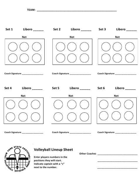 New York Volleyball Lineup Sheet Template Volleyball