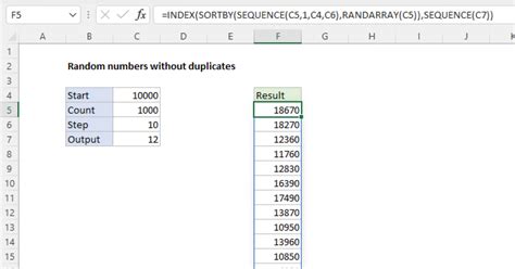 Random Numbers Without Duplicates Excel Formula Exceljet