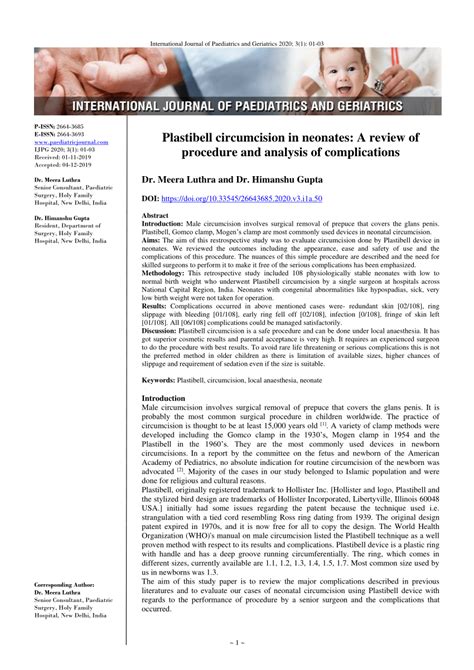 Pdf Plastibell Circumcision In Neonates A Review Of Procedure And Analysis Of Complications