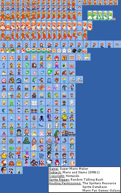Wii U Super Mario Maker Mario And Items Smb1 The Spriters Resource