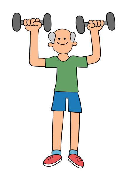 Drawing Of Older People Exercising Gym Stock Photos Pictures And Royalty