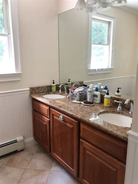 To be more accurate, it's a soft muted golden yellow called arizona tan by behr. Our Painted Bathroom Vanity: The "Before" & "After" and How-to Guide! in 2020 (With images ...
