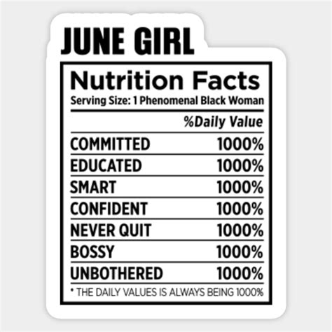 June Girl Nutrition Facts Nutrition Facts Birthday Sticker Teepublic