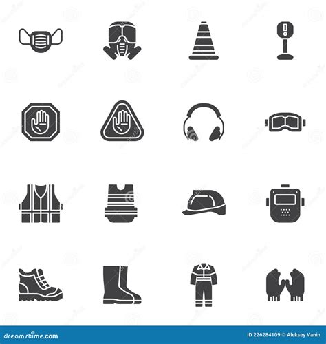 Personal Protective Equipment Vector Icons Set Stock Vector