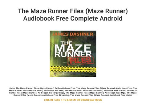 The Maze Runner Files Maze Runner Audiobook Free Complete Android By