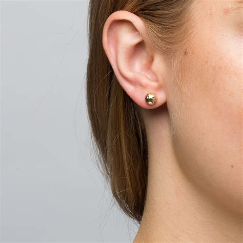 Mm Stud Earrings In Ct Yellow Gold