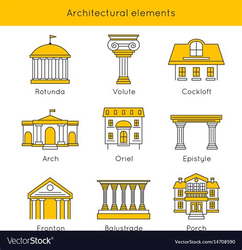 Architectural Elements Icon Set Royalty Free Vector Image