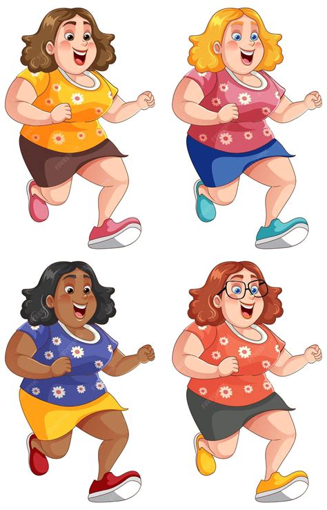 Free Vector Chubby Women Running Exercise Collection