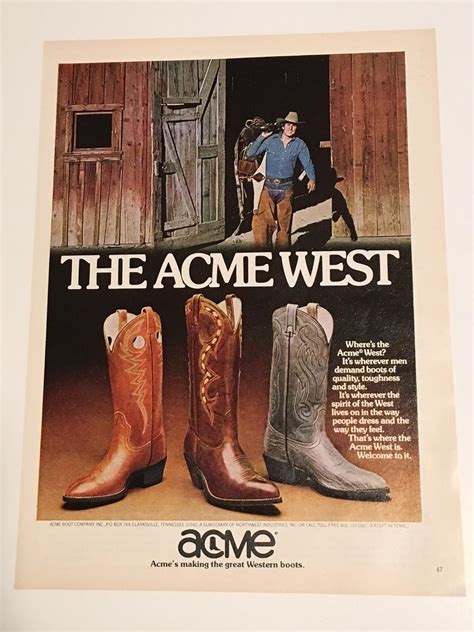 1980 Acme Western Boots Magazine Print Advertisement