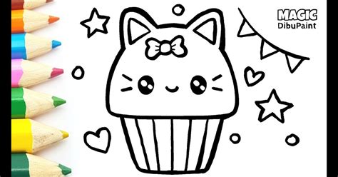 Cumpleanos Dibujos De Gatos Kawaii Para Colorear Imagen Para Colorear