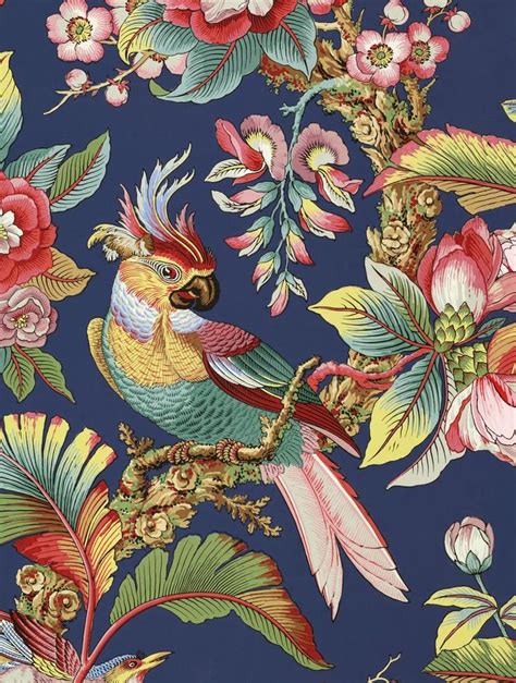 Vintage Floral Print Chinoiserie Wallpaper Asian Décor Etsy In 2020