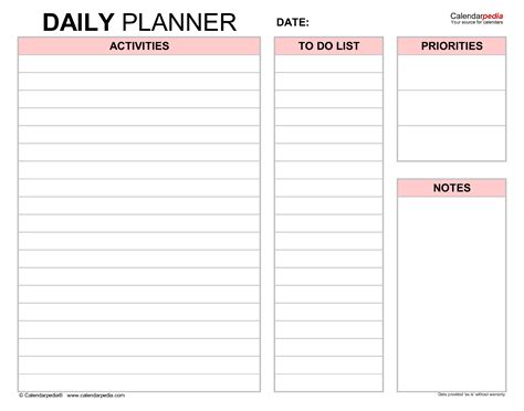 Free Daily Planners In PDF Format 20 Templates