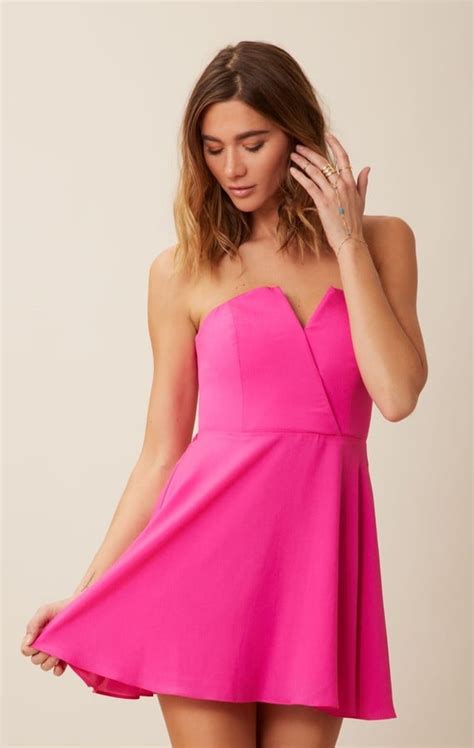 Naven Bright Hot Pink Strapless Dress 175 Low And Plunge