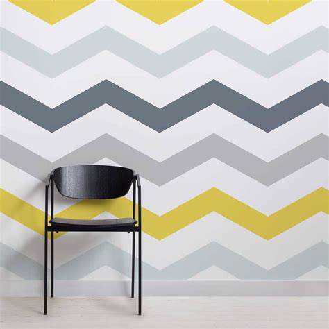 Yellow And Gray Chevron Wallpaper Mural Hovia Grey Chevron Wallpaper