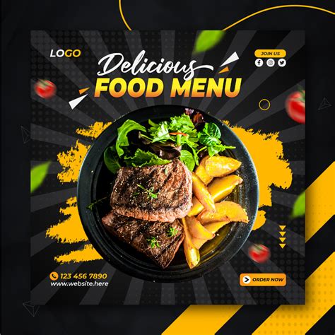 Food Social Media Promotional Post And Instagram Banner Design Template