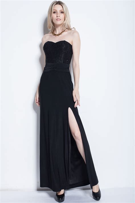 Sexy Black Strapless Evening Gown Prom Dress Thecelebritydresses