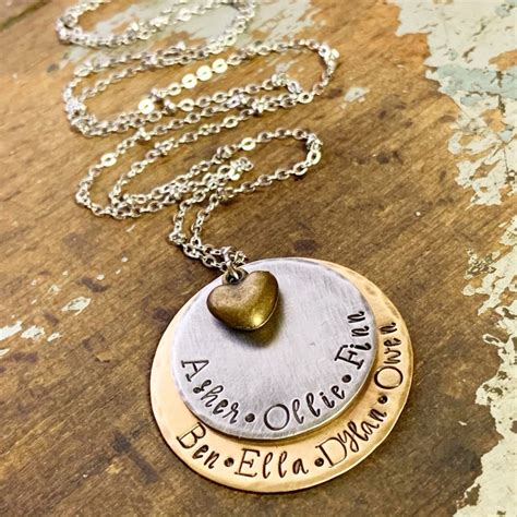 Kids Name Necklace Personalized Mothers T Silver Gold Mom Etsy