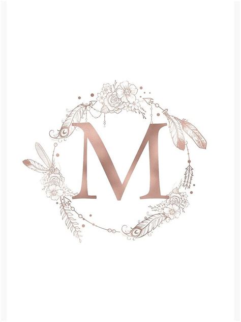 Letter M Rose Gold Pink Initial Monogram Spiral Notebook By
