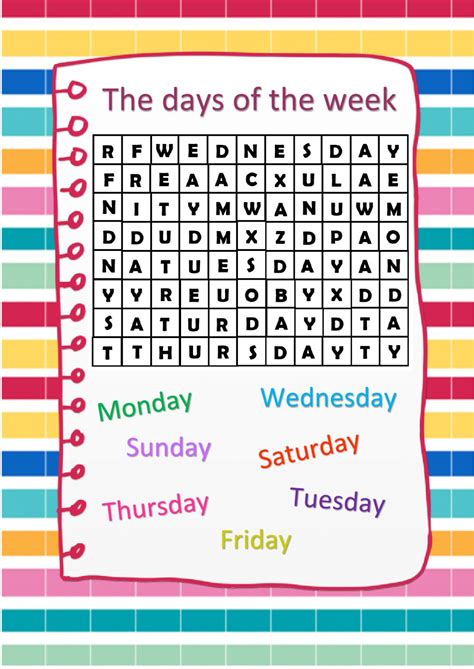 days   week puzzle worksheet