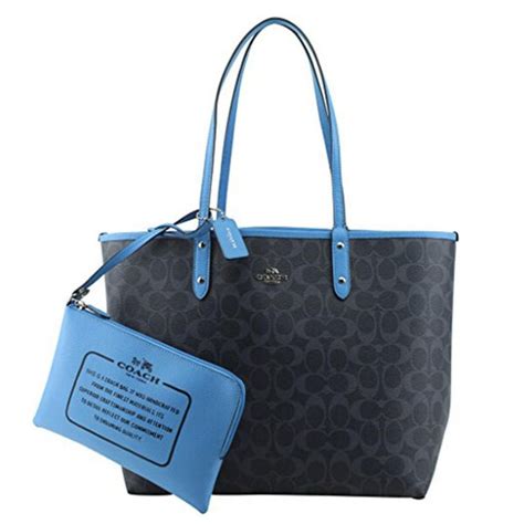 Coach กระเป๋า Reversible City Tote In Signature F36658 Silverdenim