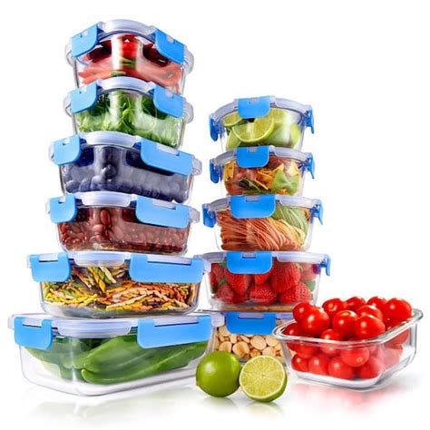 Nutrichef 24 Piece Superior Glass Food Storage Containers Set Stackable Design With Newly