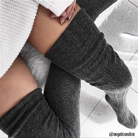 Thigh High Socks Charcoal Grey Sweater Socks Women S Etsy
