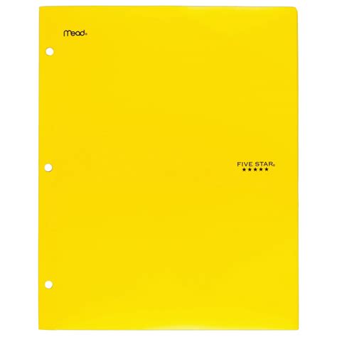 Five Star 2 Pocket Stay Put Plastic Folder Yellow 37453 Walmart