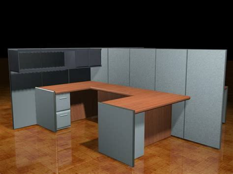 2 Person U Shaped Cubicle Workstation 3d Model 3dsmax Files Free