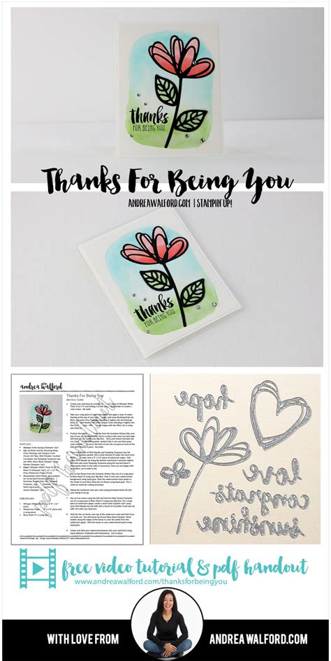 Stampin Up Video Tutorial Thanks For Being You Card By Andrea