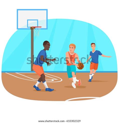 Vector Illustration People Playing Basketball On Stock Vector Royalty
