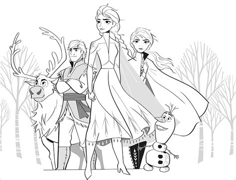 Frozen Characters Drawing Sketch Coloring Page