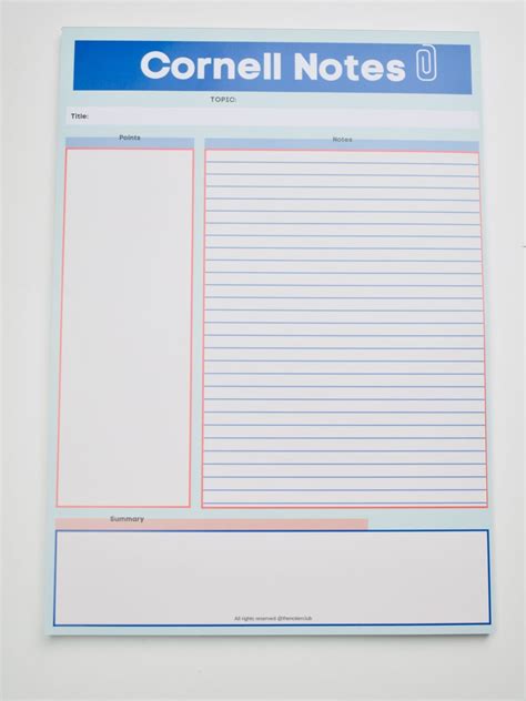 Cornell Notes Notepad The Notier Club