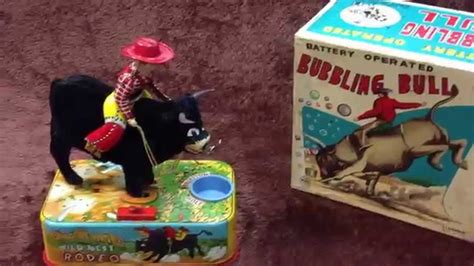 60s Linemar Rodeo Bubbling Bull Battery Operated Tin Toy Youtube