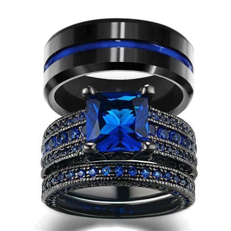 Loversring His And Hers Wedding Ring Sets Couples Rings Women K Black
