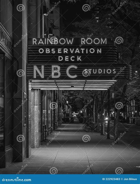 Rainbow Room Neon Sign At Rockefeller Center In Manhattan New York