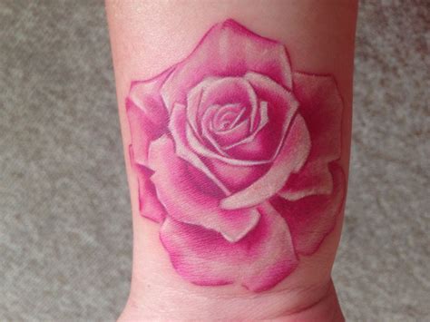 My Pink Rose Tattoo With No Black Outlines Just Shading Rosen Tattoo