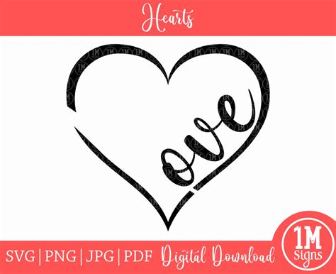 Love Word Heart Svg Love Svg Png  Pdf Digital Download Silhouette
