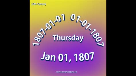 Remember The Date 19th Century Year 1807 Youtube
