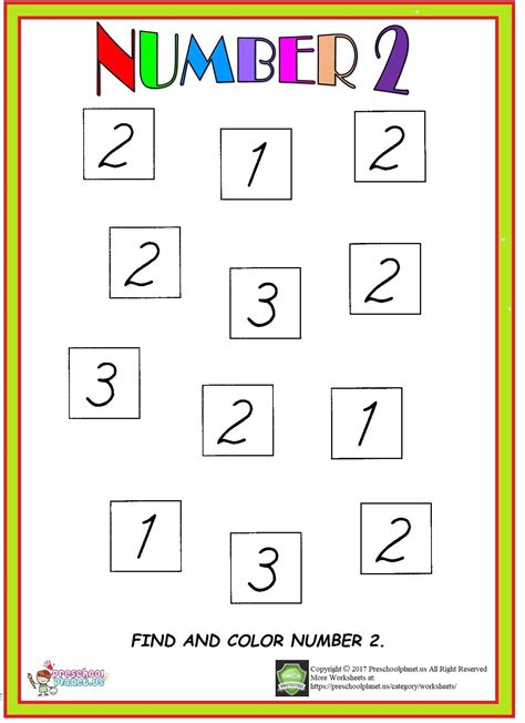 Number Worksheet For 2 Year Olds