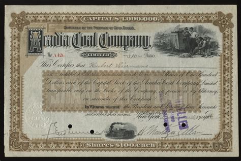Acadia Coal Co Ltd Stock Certificate