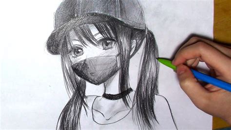 Anime Girl Mask Drawing