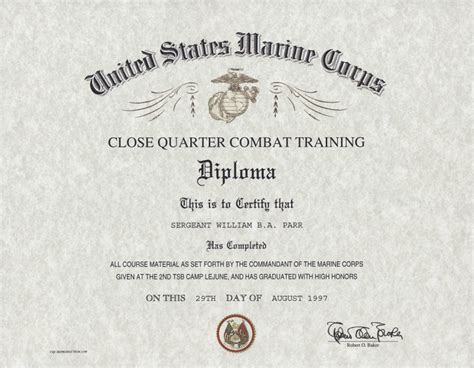 Close Quarter Combat Training Certificate