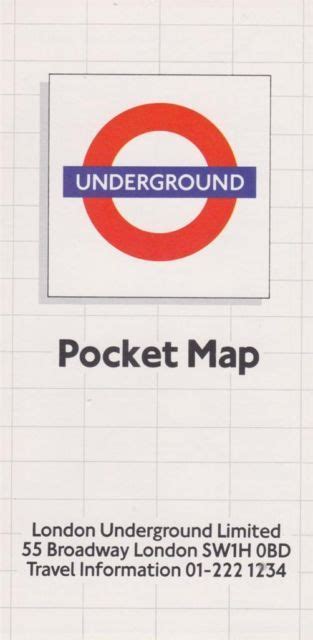1985 Lonodn Underground Pocket Map Cover London Underground Map